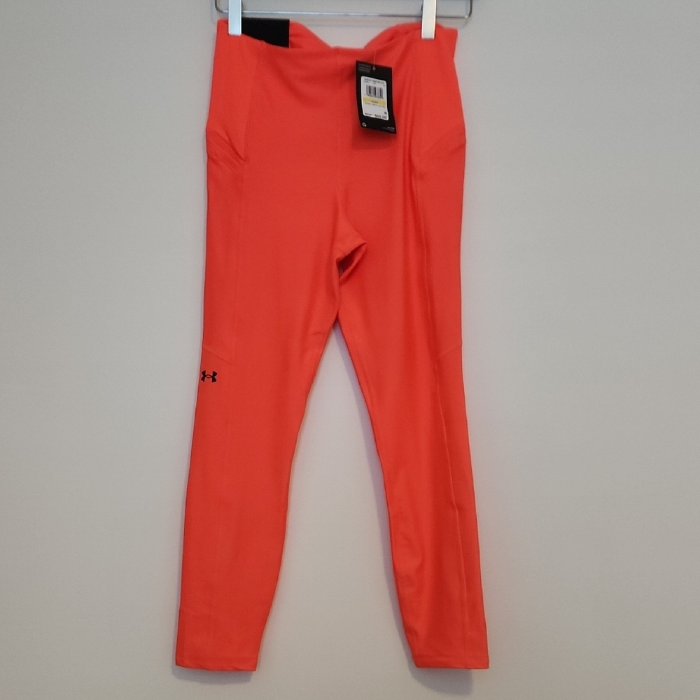Under Armour Orange Leggings with Elastic Waistband, and Lightweight Fabric